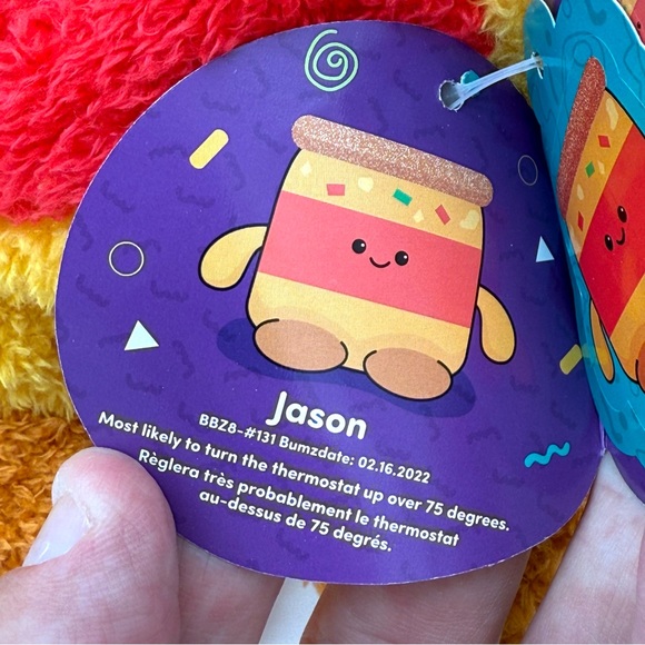 ✌️ Jason 🧀 the Nacho Cheese Retro Bum Bumz Plush Bean 7.5" Kelly Toy NWT New - Picture 2 of 2
